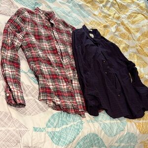 J. Crew Red Plaid and Dark Blue Casual Button Down Shirts